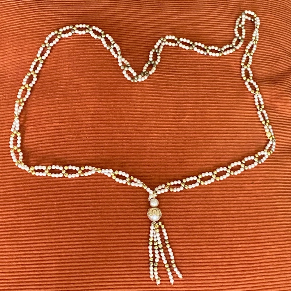 Vintage Gold Tone Pearl Imitation Necklace